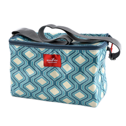 Blue Geometric Cooler Bag