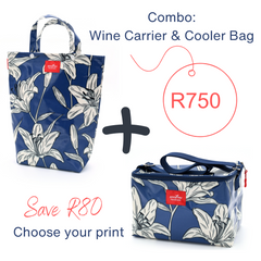 Wine Carrier & Cooler Bag Combo – Choose Your Print
