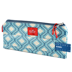 Blue Geometric Double Pencil Bag