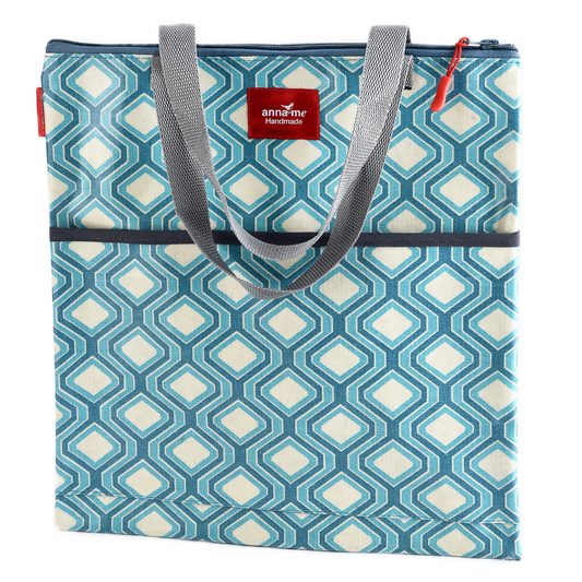 Blue Geometric Library Bag